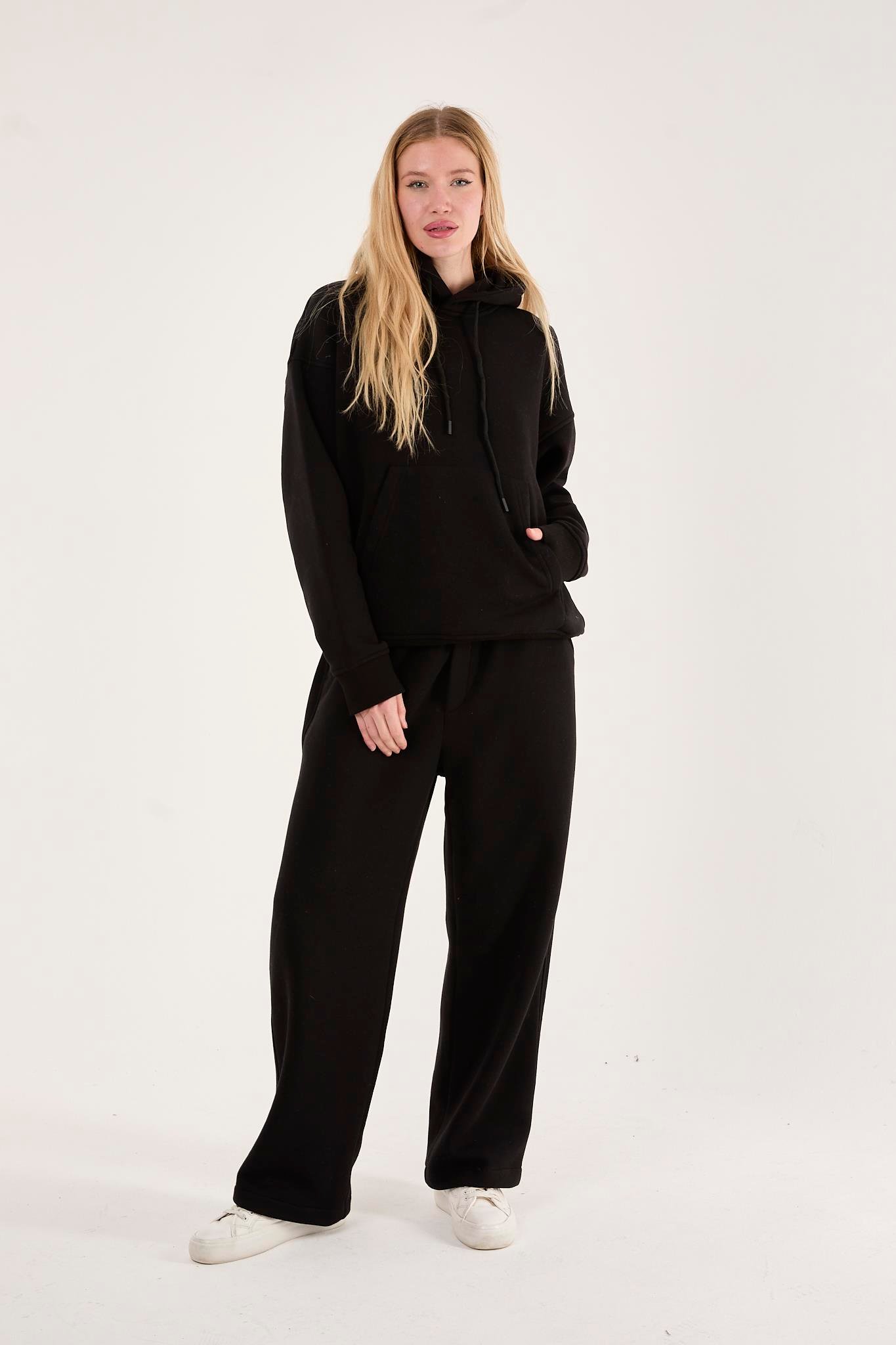 X-4008 Kapüşonlu Kanguru Cep Üç İplik Sweat