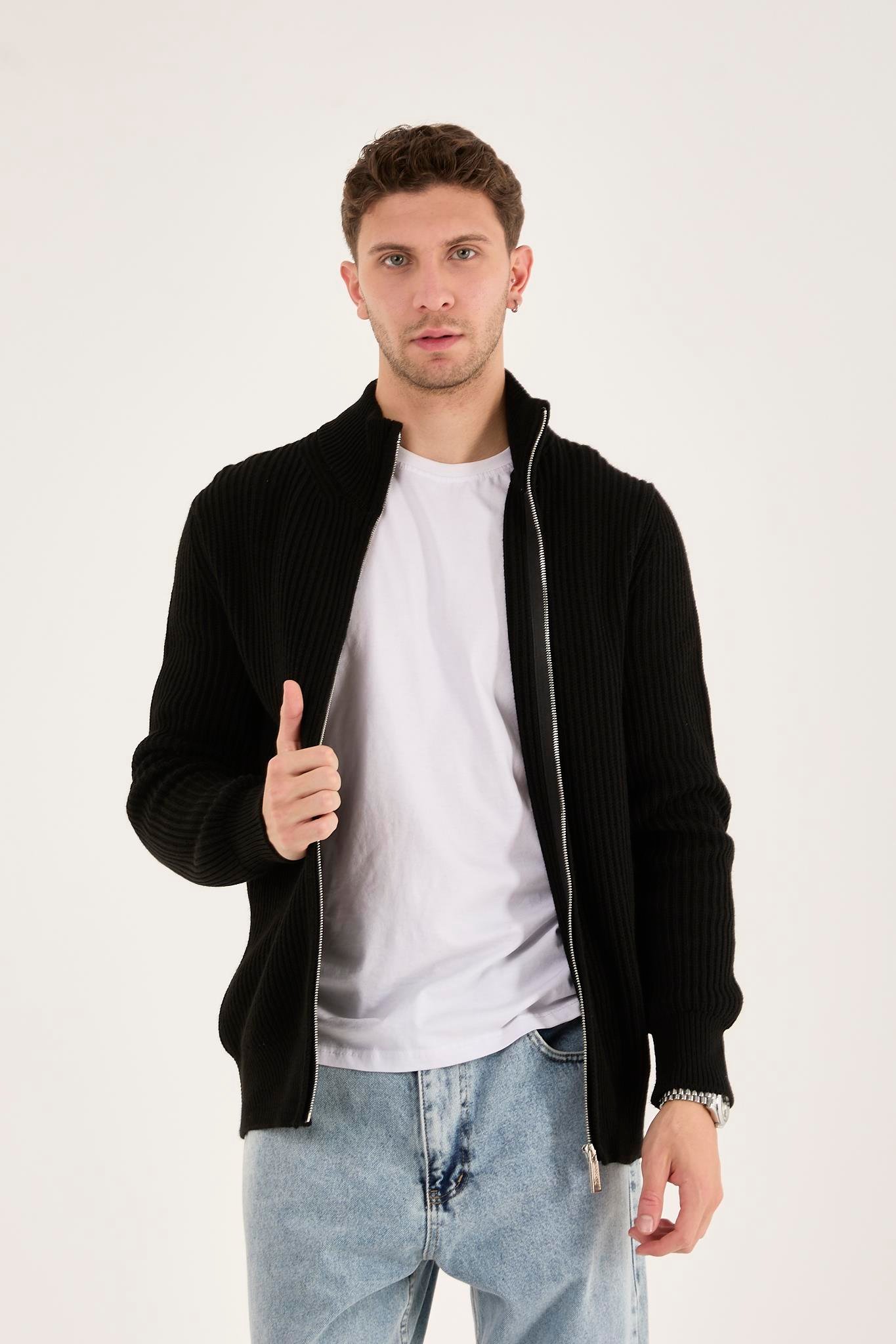 X-5003 Fermuarlı Triko Hırka