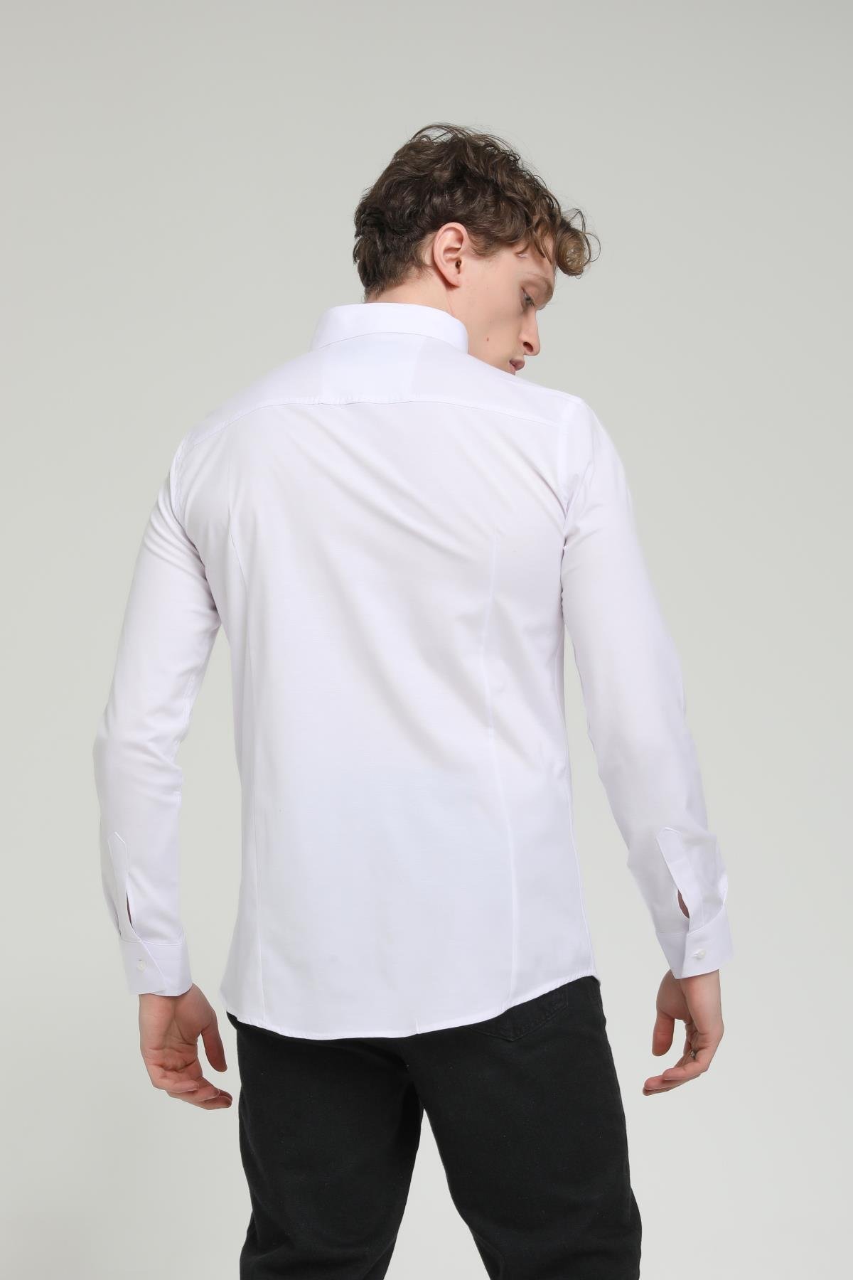 YAKA ZİNCİRLİ POPLİN GÖMLEK R-1377