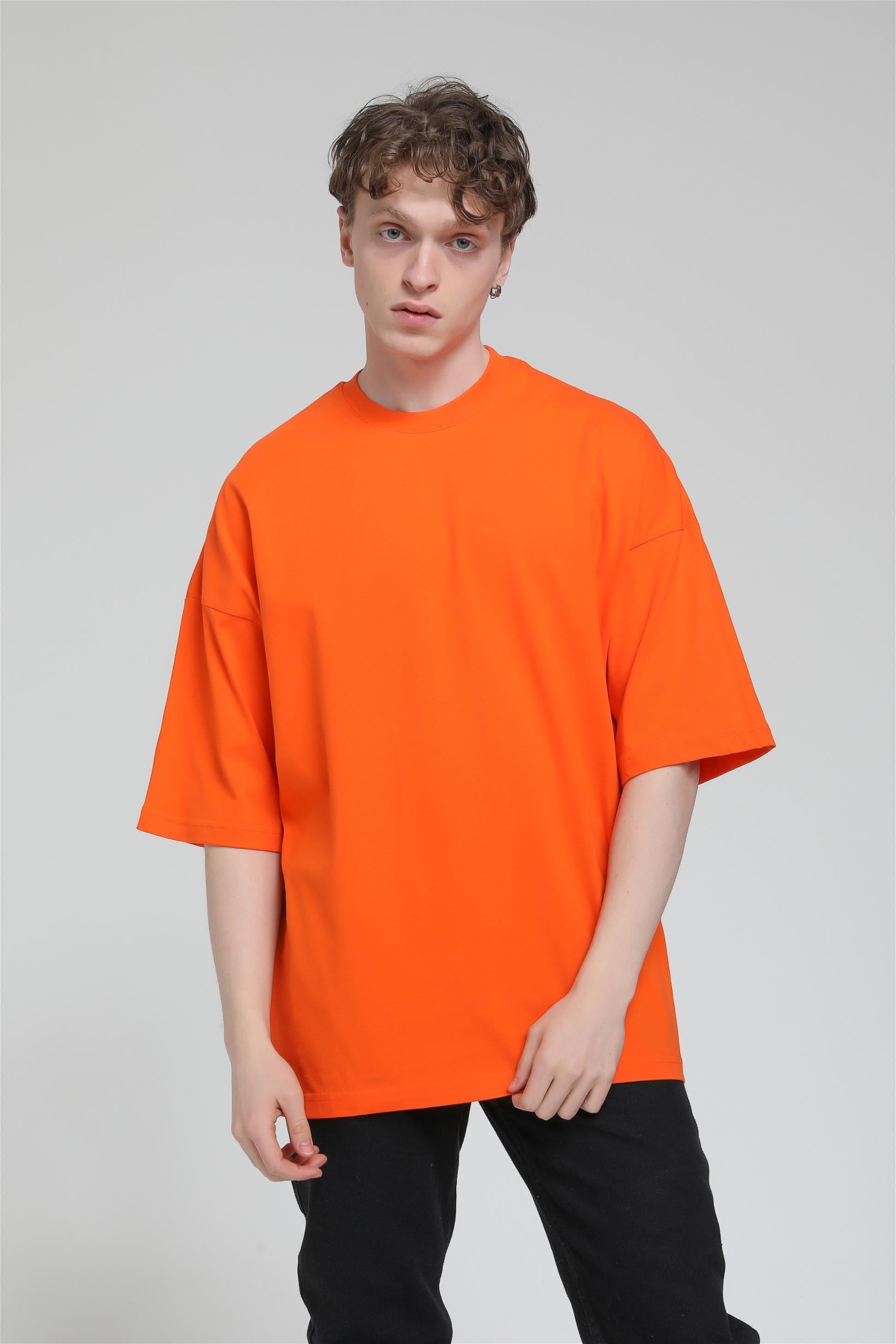 Yan Yırtmaç Detaylı Oversize Basic T-shirt  R-5543