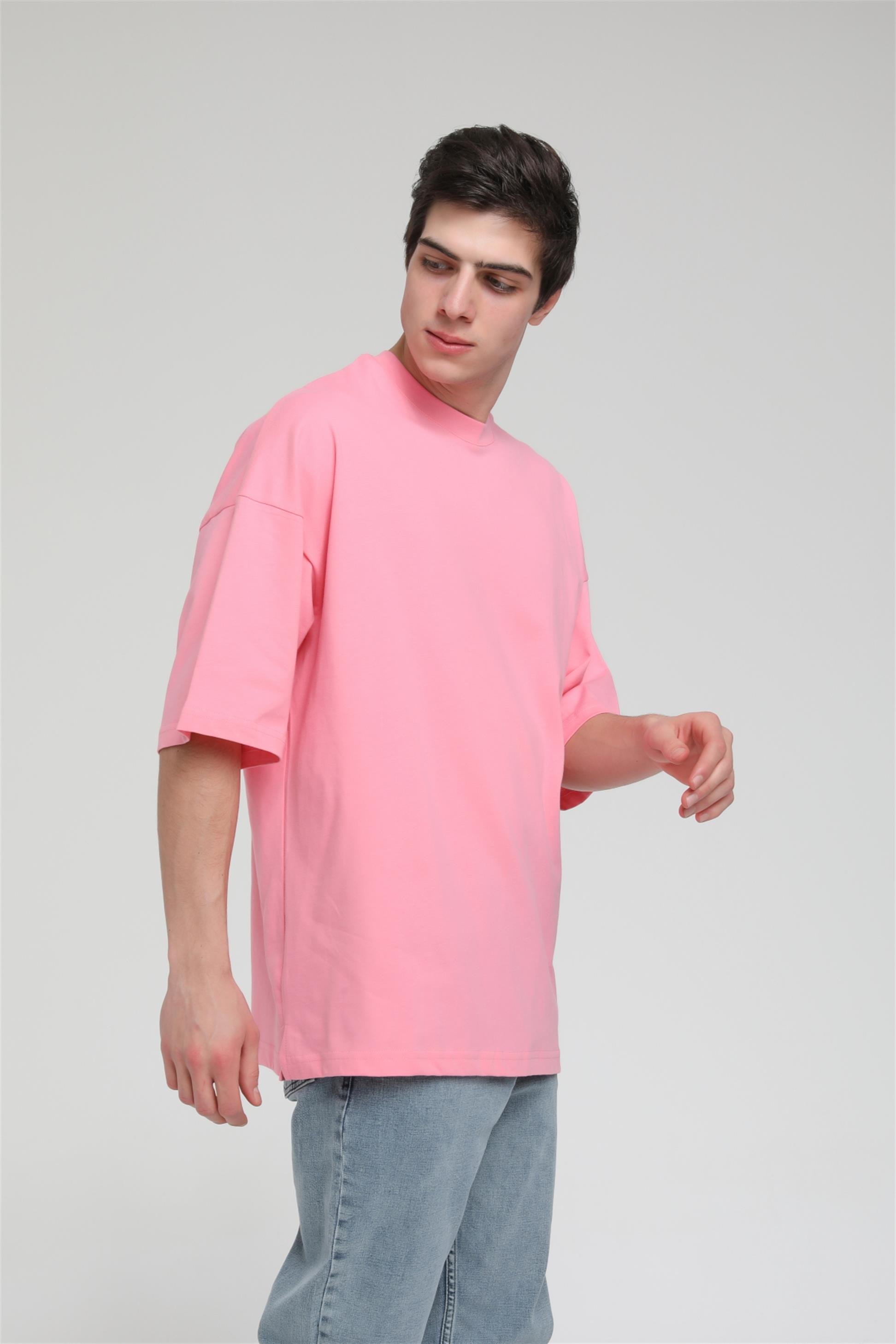Yan Yırtmaç Detaylı Oversize Basic T-shirt  R-5543
