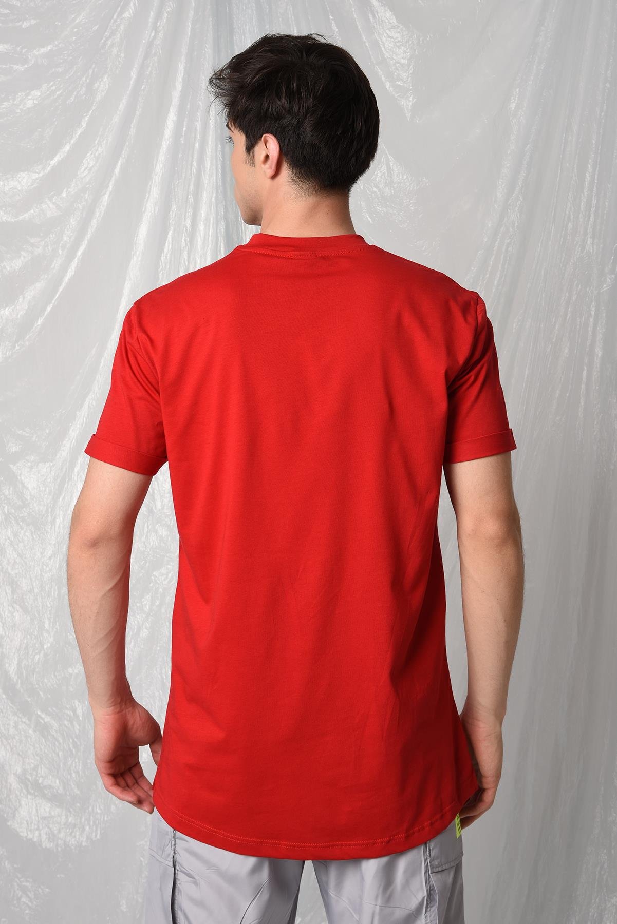 YANDAN YIRTMAÇLI BASİC  T-SHİRT R-5167