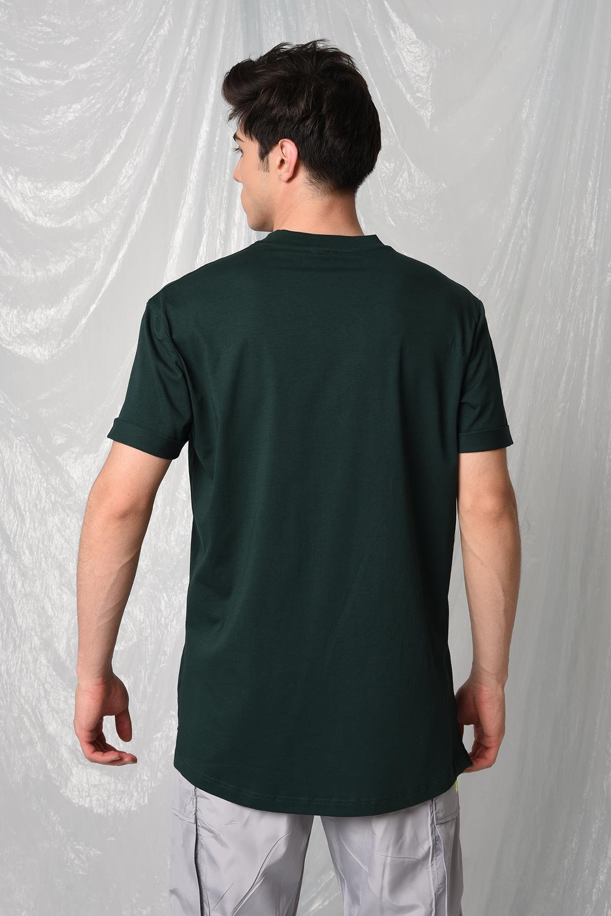 YANDAN YIRTMAÇLI BASİC  T-SHİRT R-5167