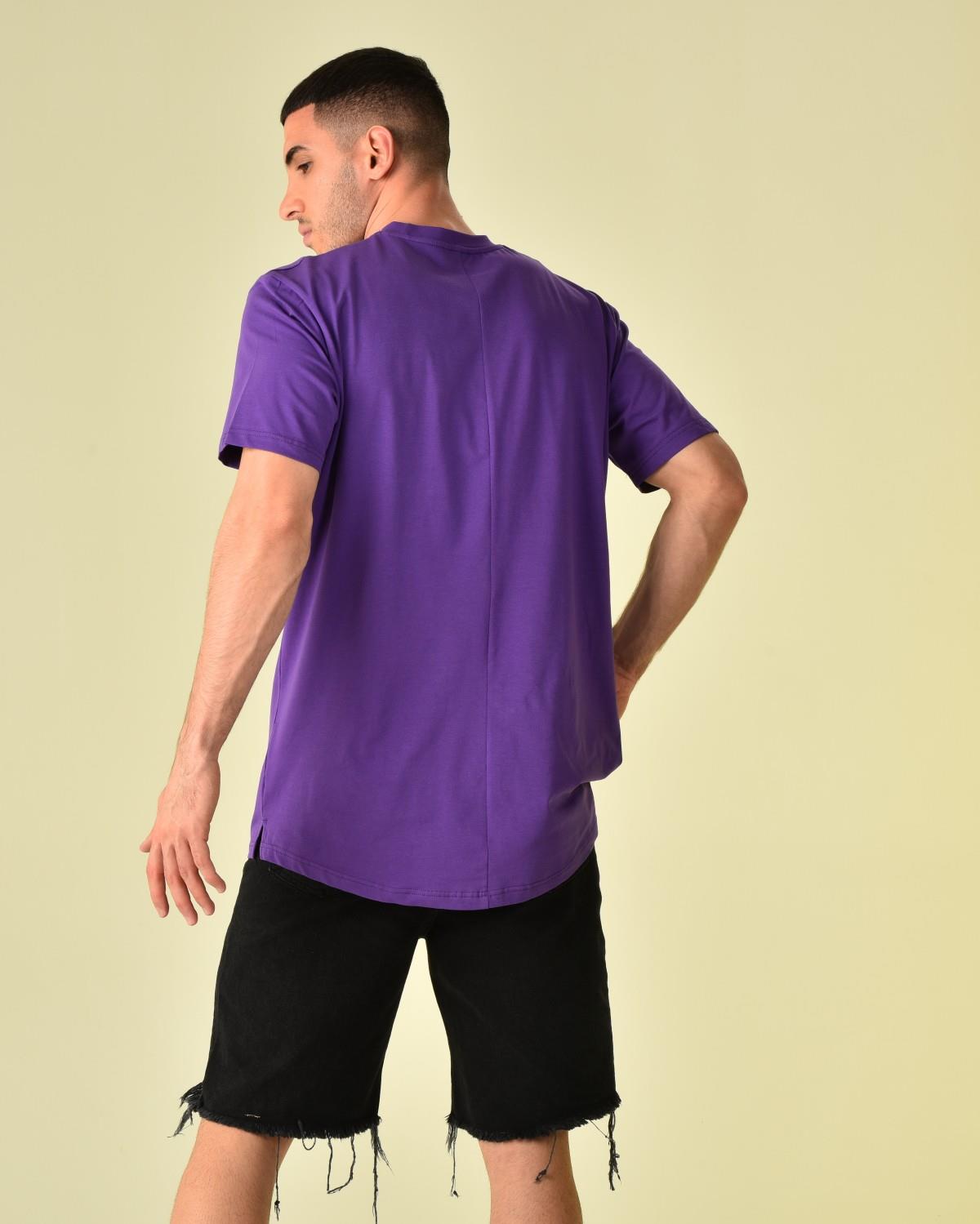 YANDAN YIRTMAÇLI BASİC  T-SHİRT R-5167