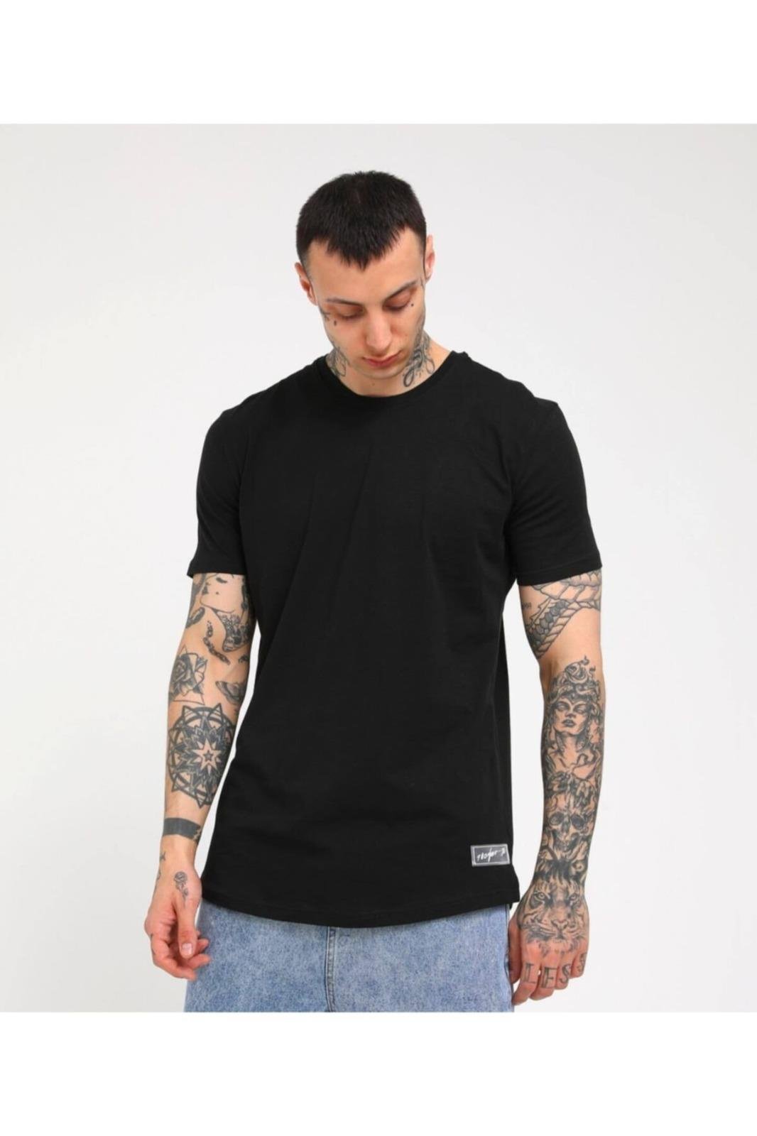 YANDAN YIRTMAÇLI BASİC  T-SHİRT R-5167