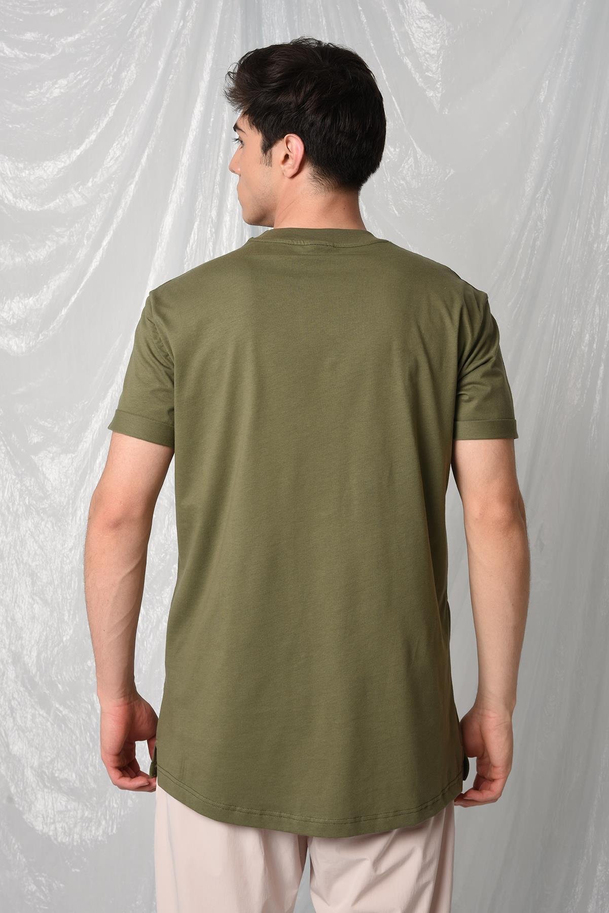 YANDAN YIRTMAÇLI BASİC  T-SHİRT R-5167