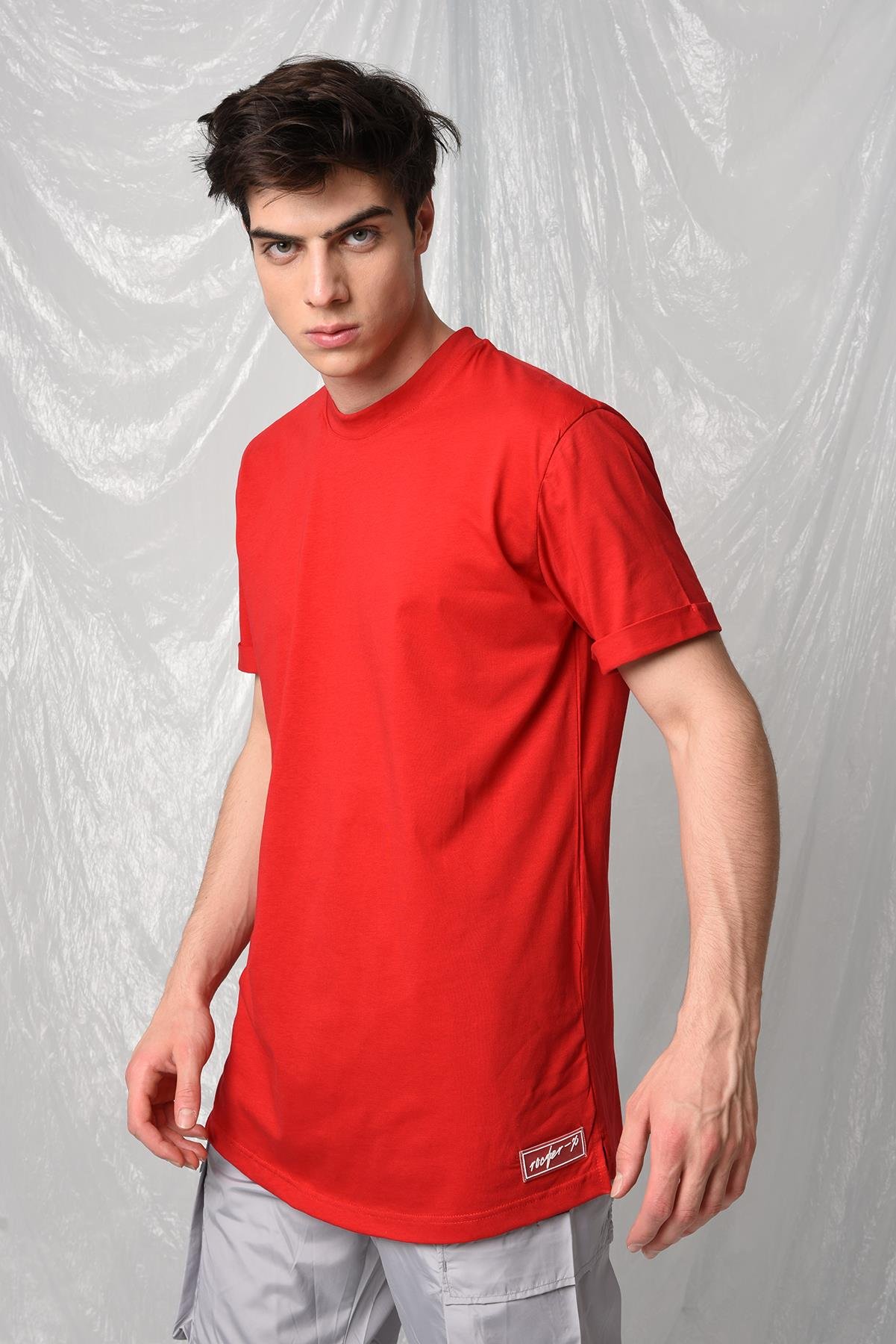 YANDAN YIRTMAÇLI BASİC  T-SHİRT R-5167