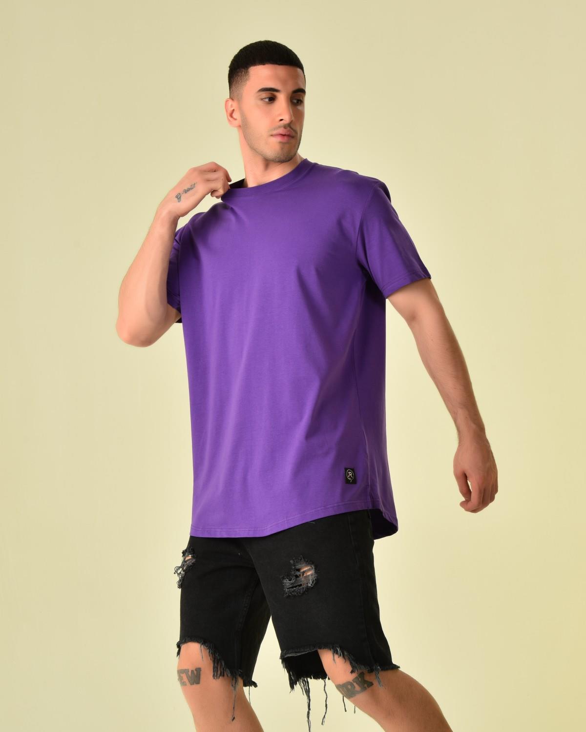YANDAN YIRTMAÇLI BASİC  T-SHİRT R-5167