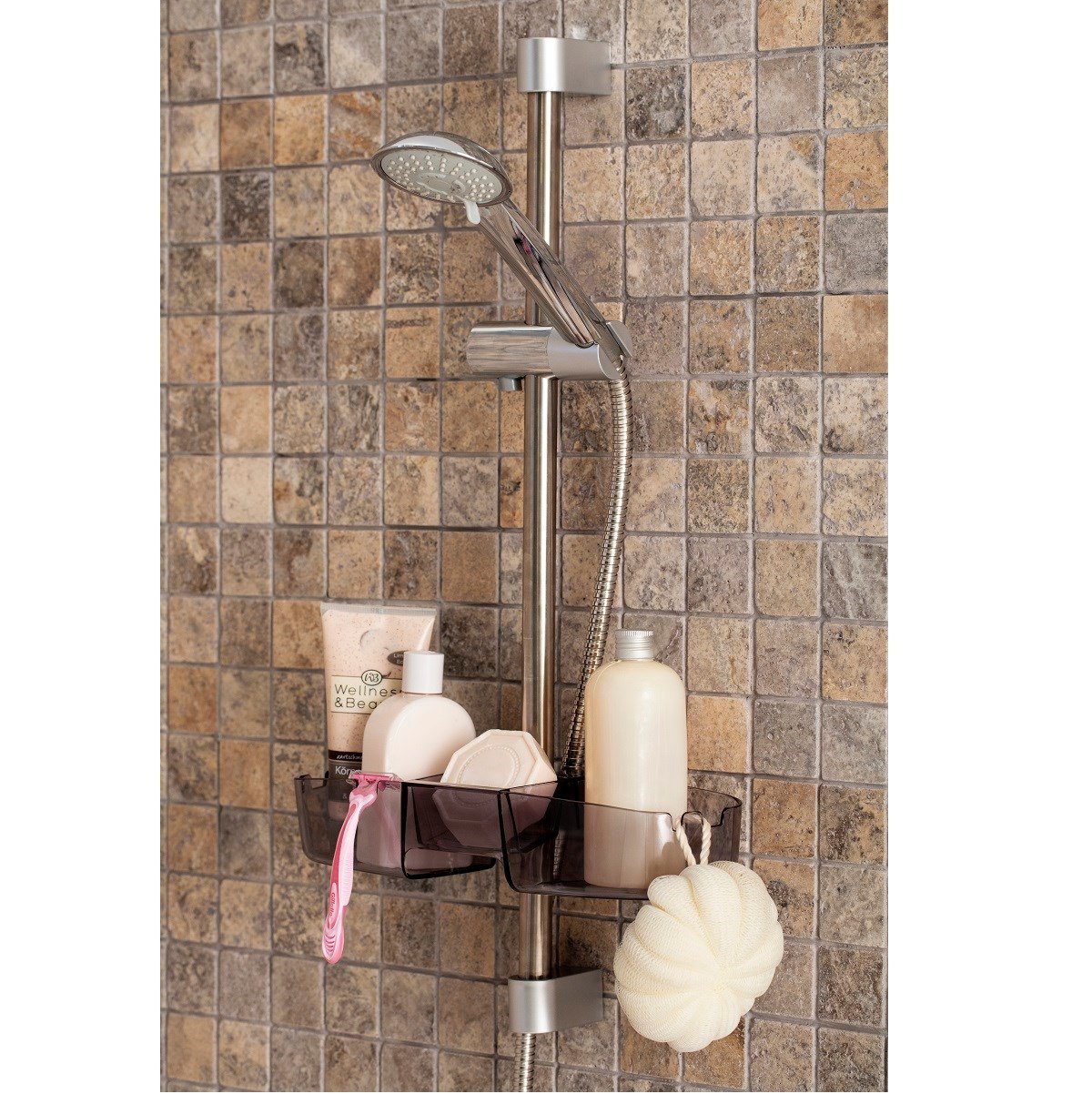 Primanova Drippy Duş Sepeti Şeffaf SiyahBanyo RafıAnsan