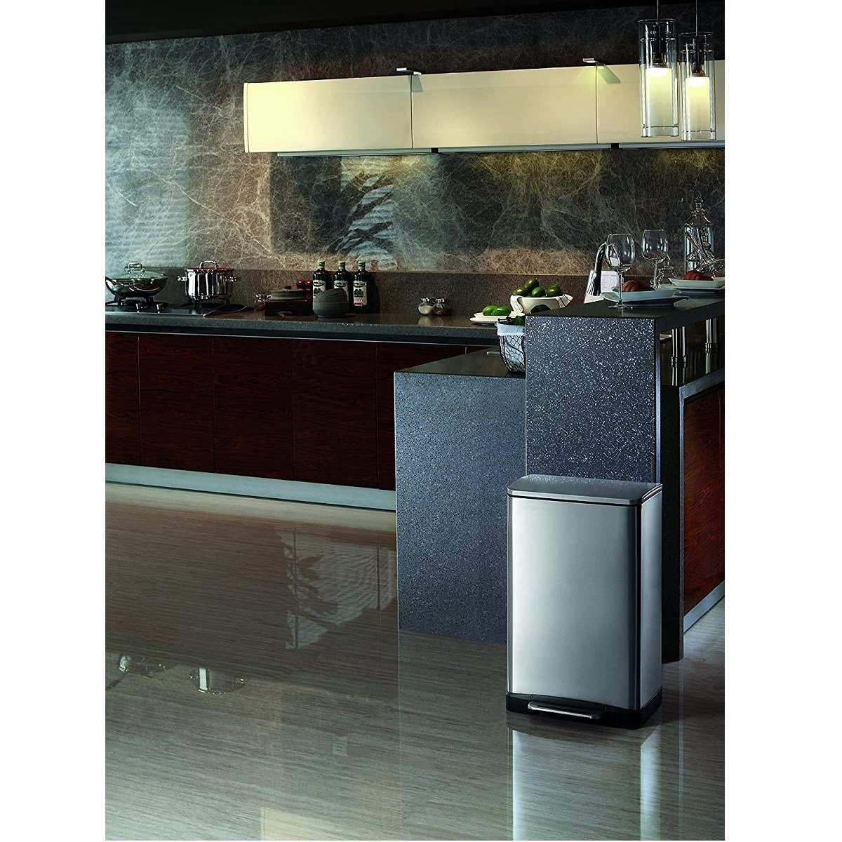 Primanova Çöp Kovası Pedallı Paslanmaz E-Cube 20 Lİç Mekan Çöp KovalarıAnsan