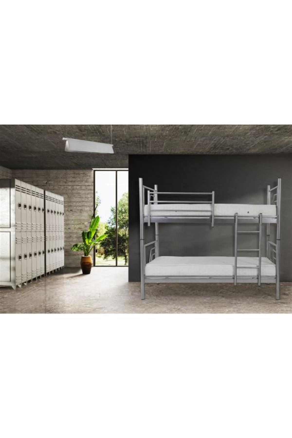 Personel Ranzası 90x190 Solid Gri RenkliPersonel Ranzası Bodrum Hijyen