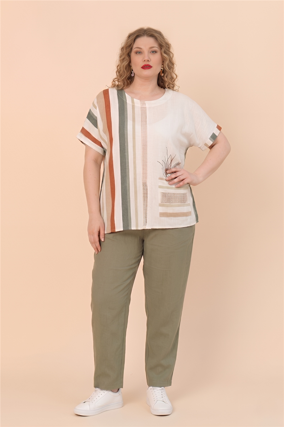 19163 %100 KETEN TUNIK 
