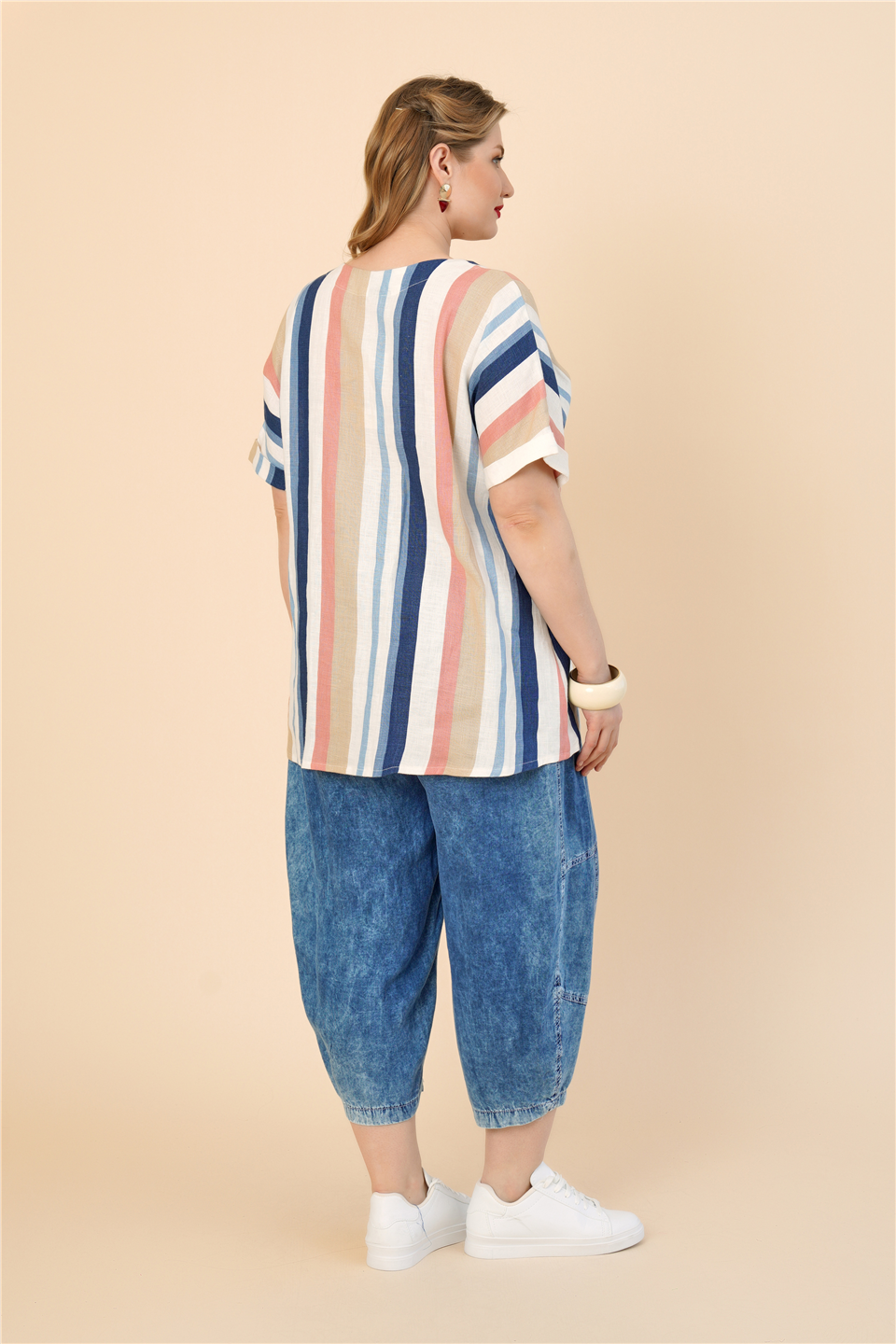 19163 %100 KETEN TUNIK 