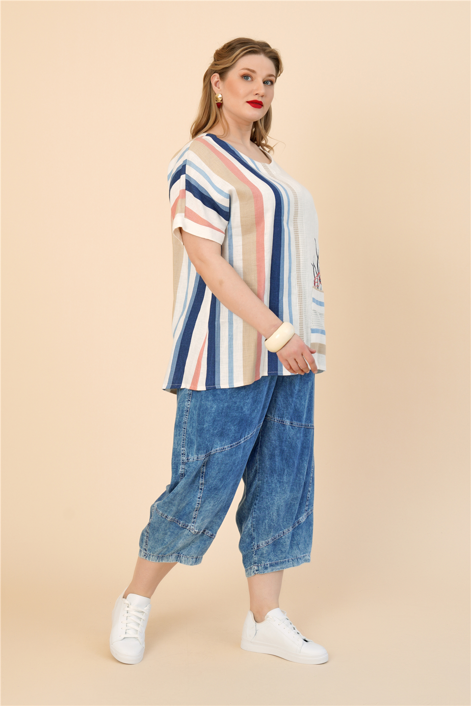 19163 %100 KETEN TUNIK 