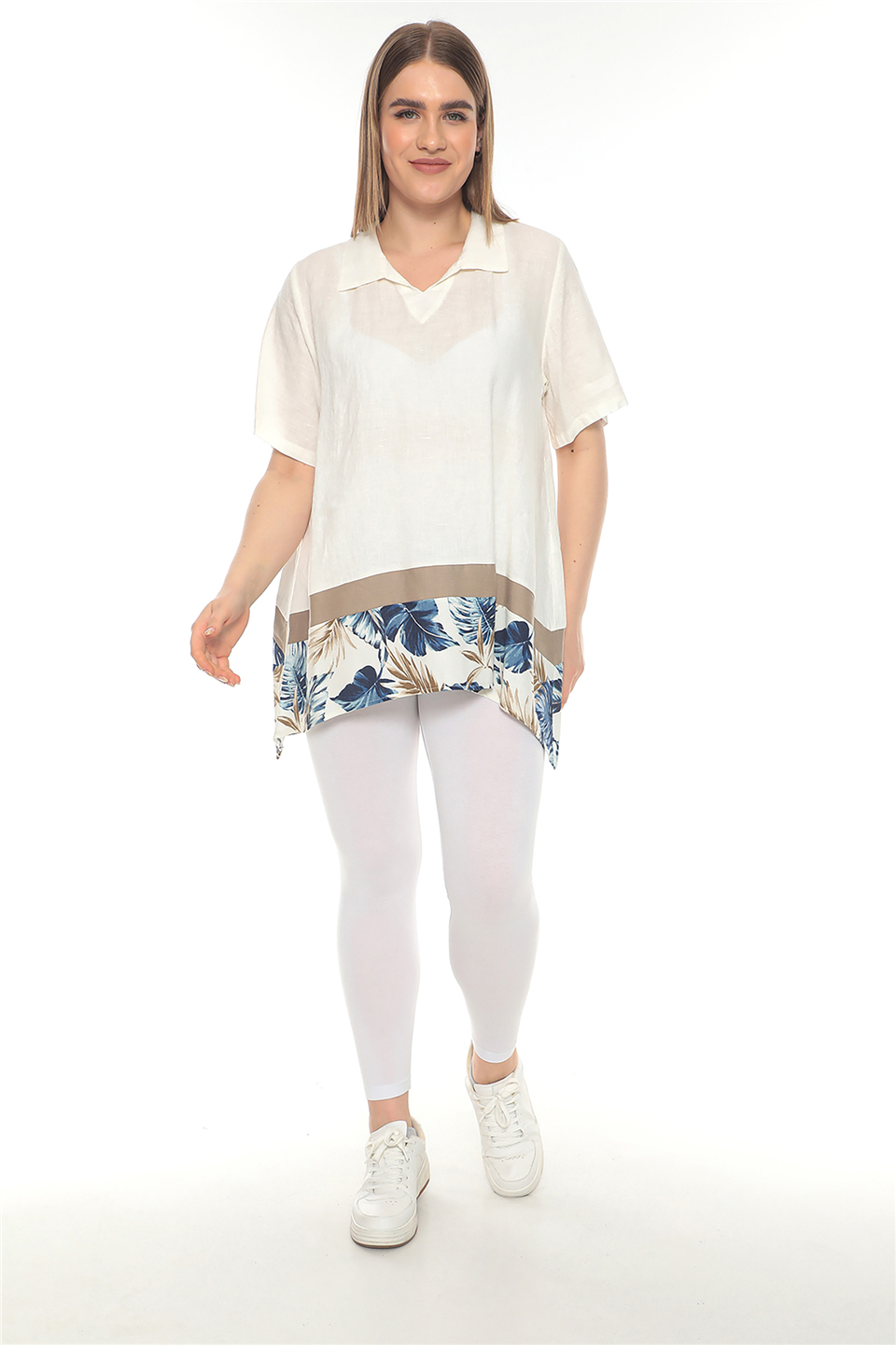 19165 %100 KETEN TUNIK 