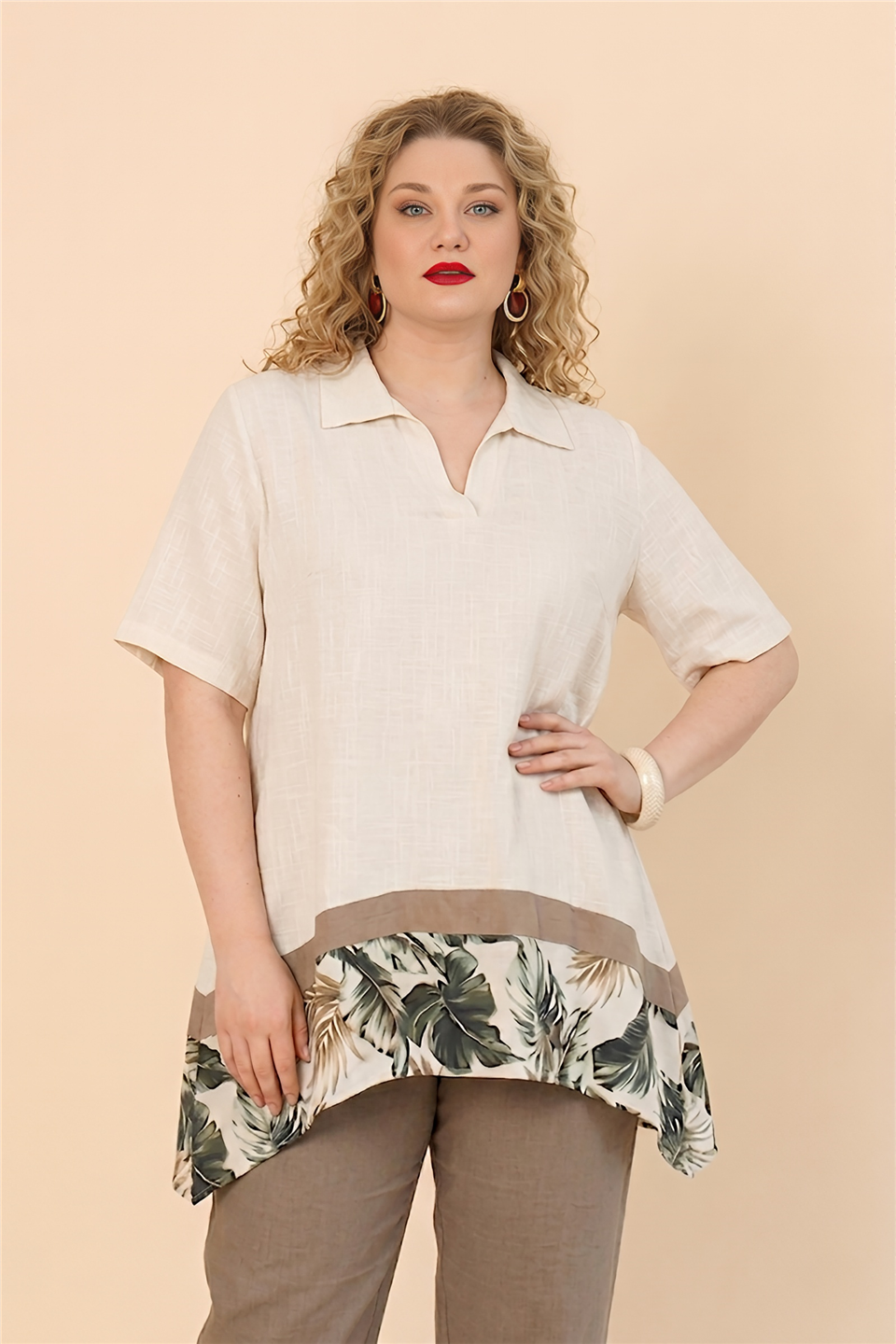19165 %100 KETEN TUNIK 