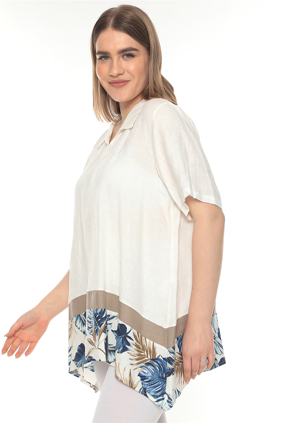 19165 %100 KETEN TUNIK 