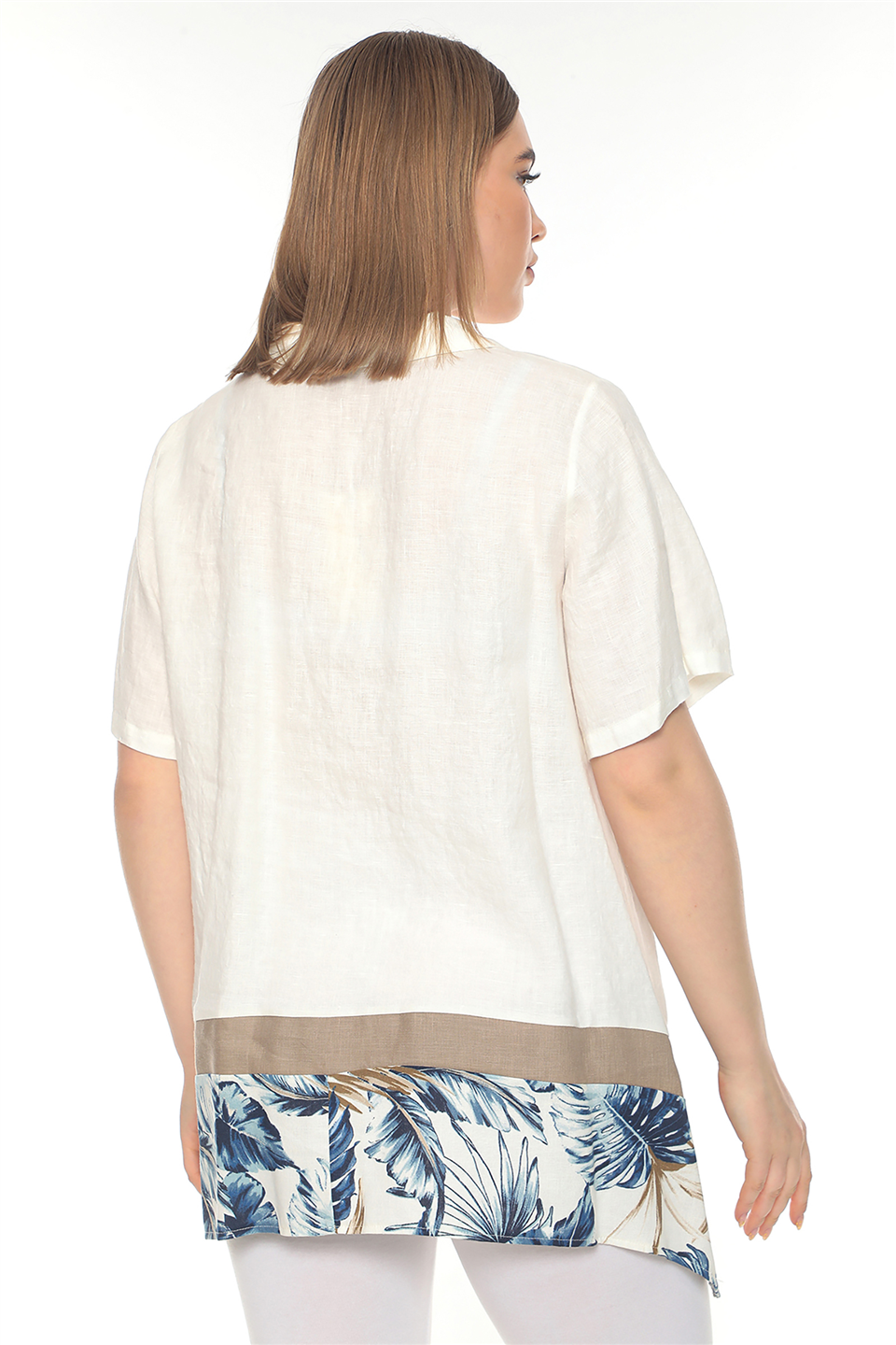 19165 %100 KETEN TUNIK 