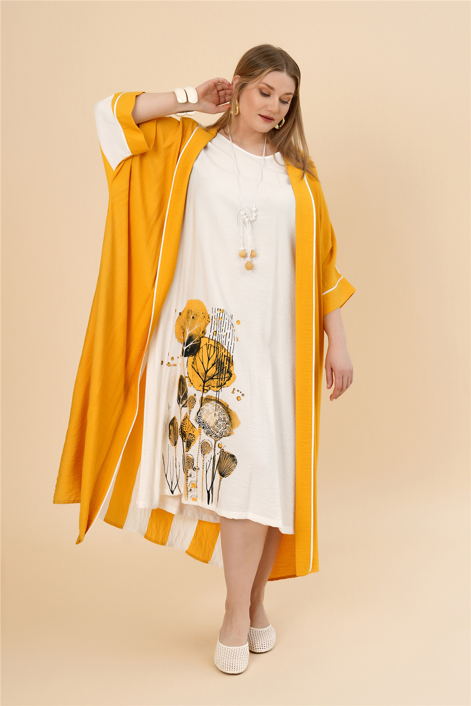 20095 VİSKON ELBİSE VE KAFTAN TAKIM