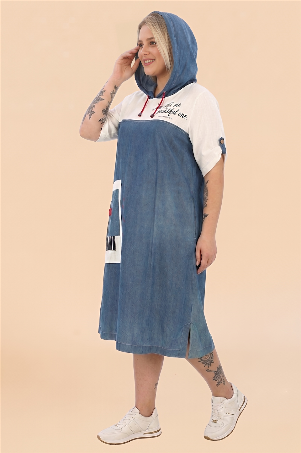21103 TENCEL JEAN KETEN ELBİSE