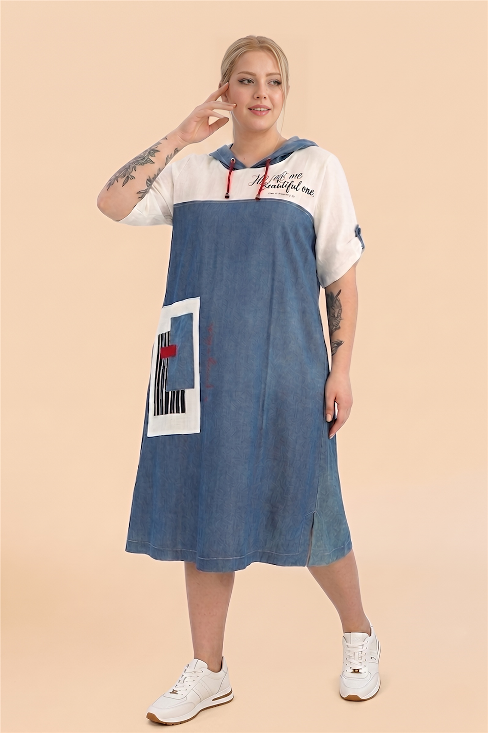 21103 TENCEL JEAN KETEN ELBİSE