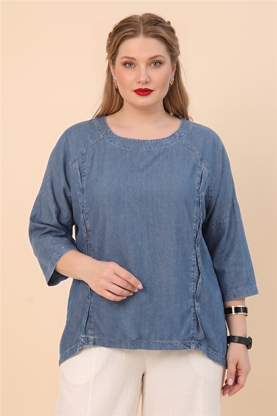 23032 %100 TENCEL JEAN TUNİK