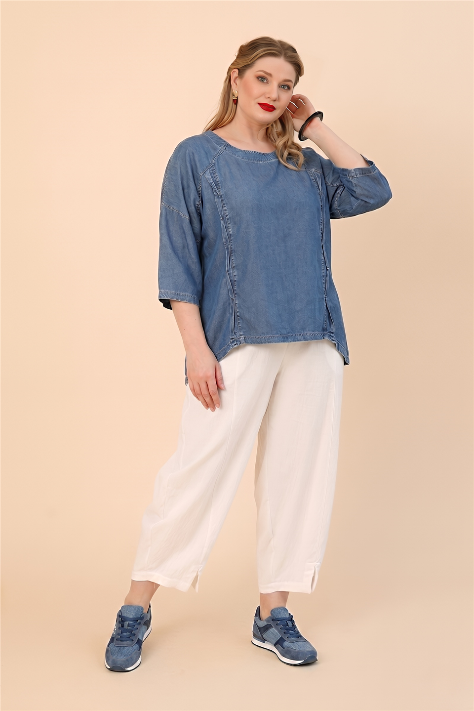 23032 %100 TENCEL JEAN TUNİK