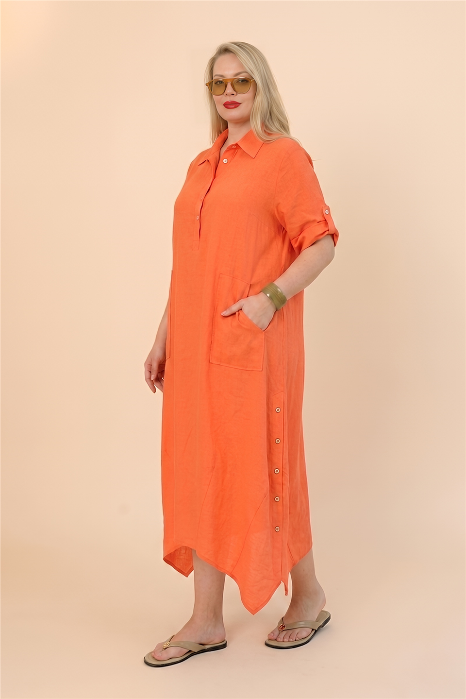 23264 KOLU BANTLI ELBİSE