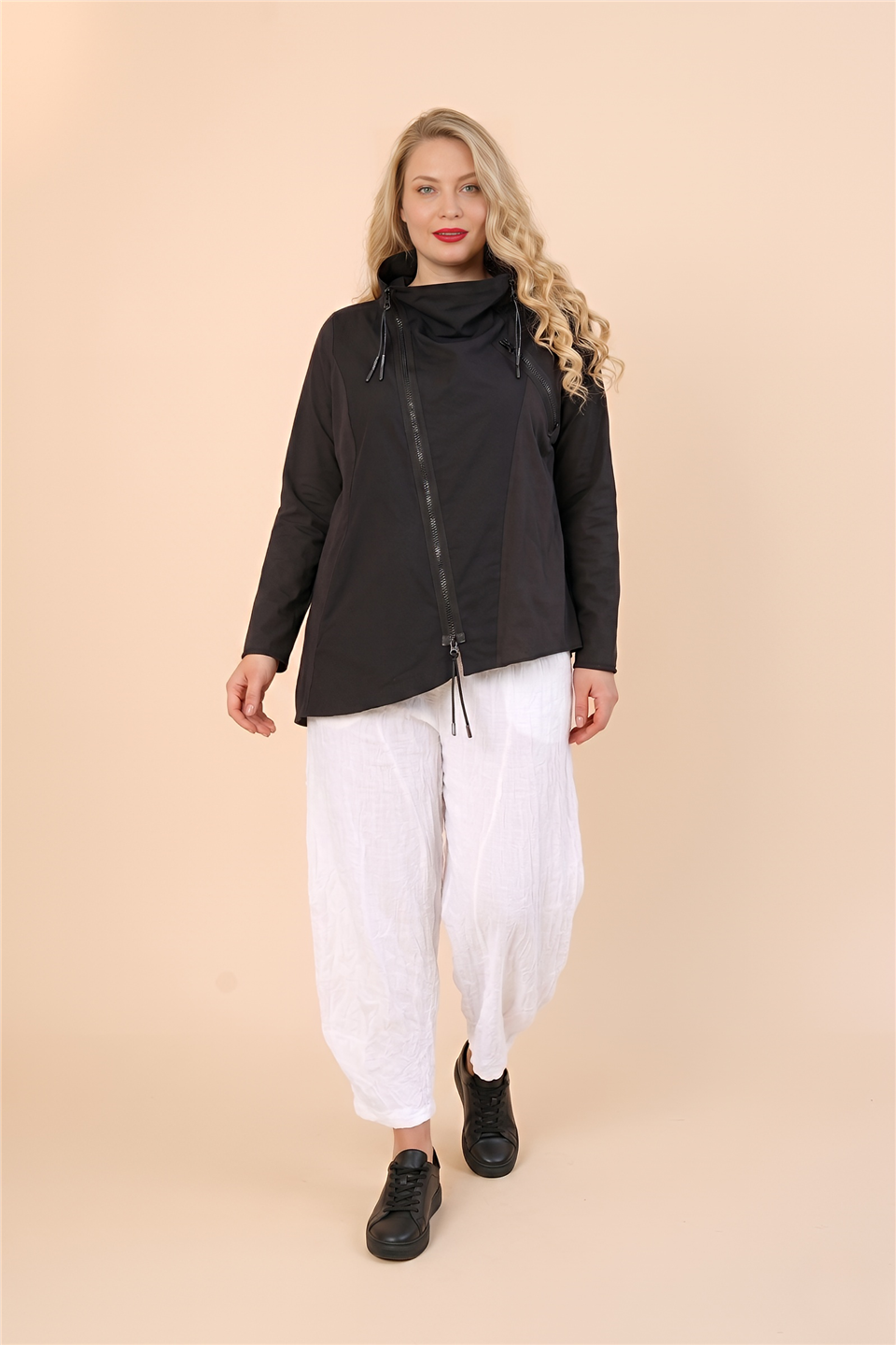 24030 POPLİN ÖRME GARNİLİ FERMUARLI CEKET