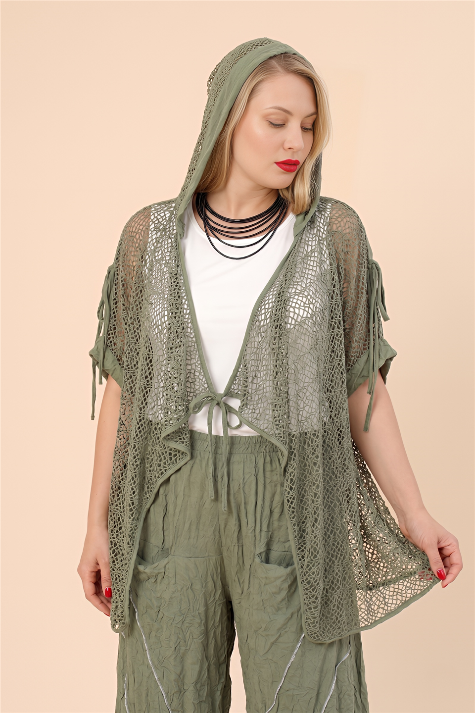 24074 ÖRME  GARNİLİ FİLE CEKET
