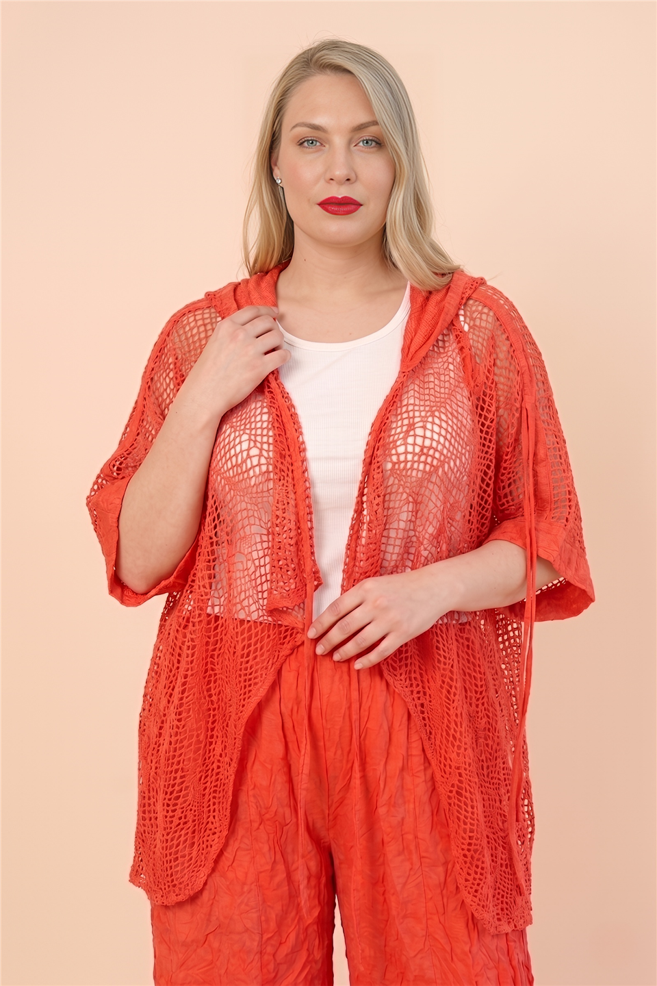 24074 ÖRME  GARNİLİ FİLE CEKET