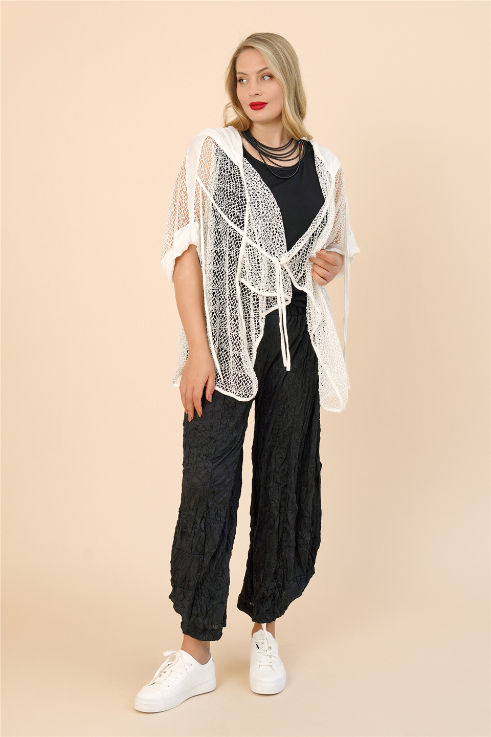 24074 ÖRME  GARNİLİ FİLE CEKET