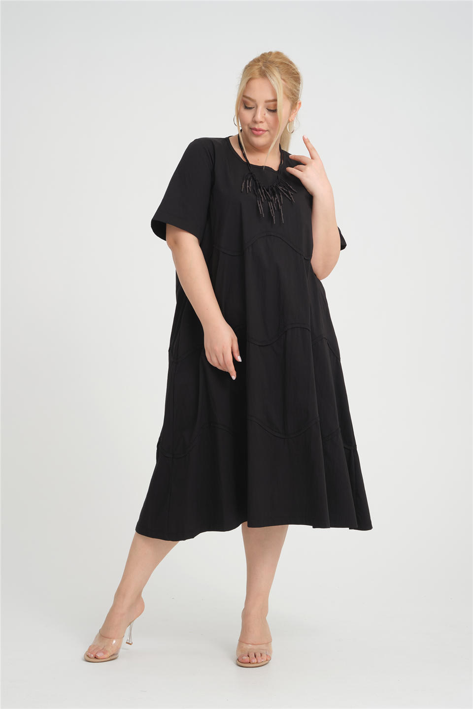 24218 POPLİN KUMAŞ ELBİSE