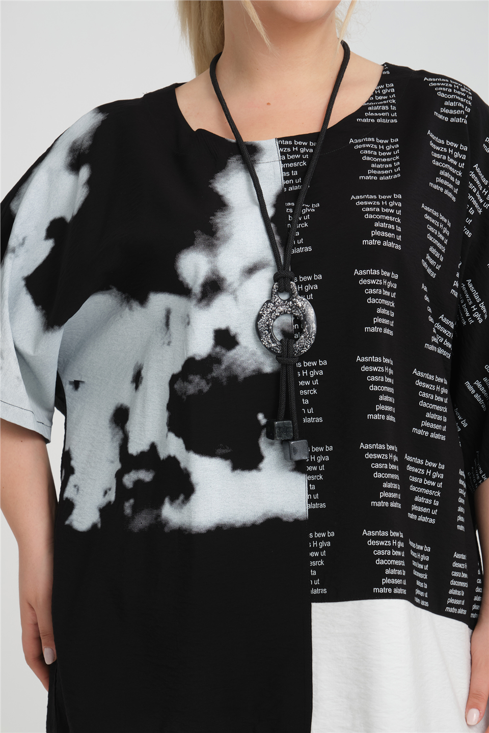 24315 VİSKON YAZI BASKILI TUNIK 