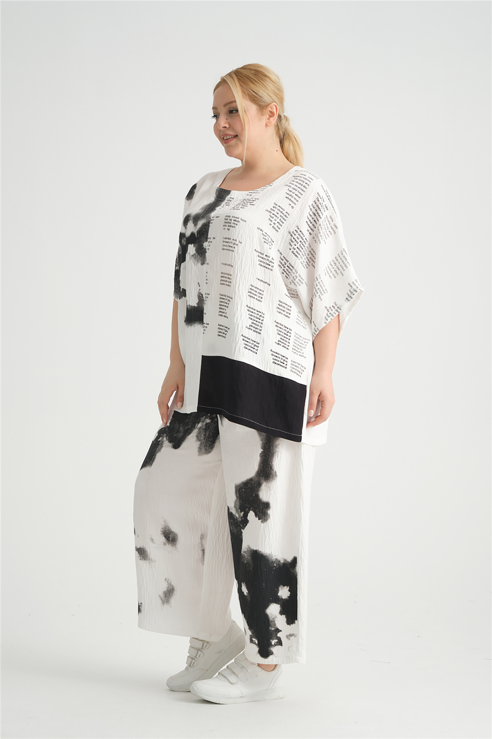 24315 VİSKON YAZI BASKILI TUNIK 