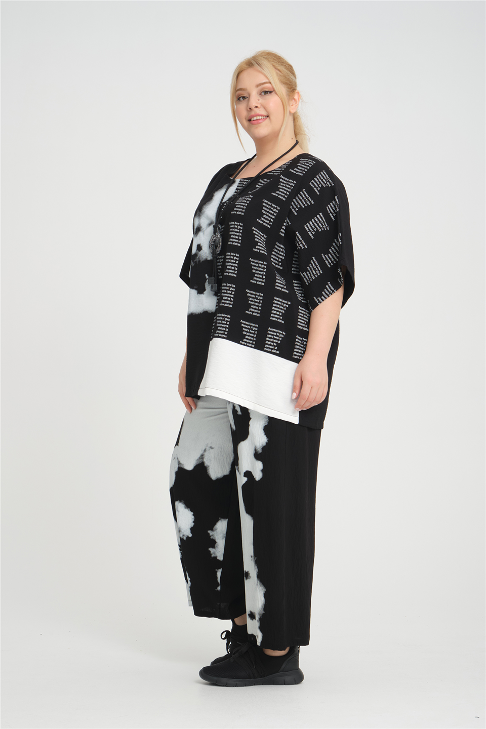 24315 VİSKON YAZI BASKILI TUNIK 