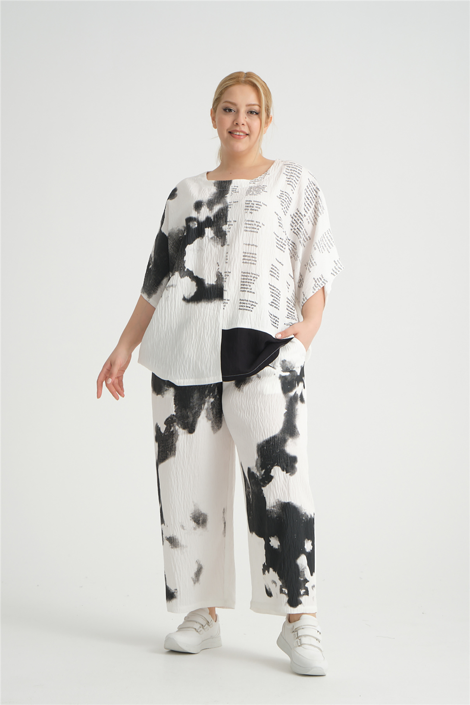 24315 VİSKON YAZI BASKILI TUNIK 