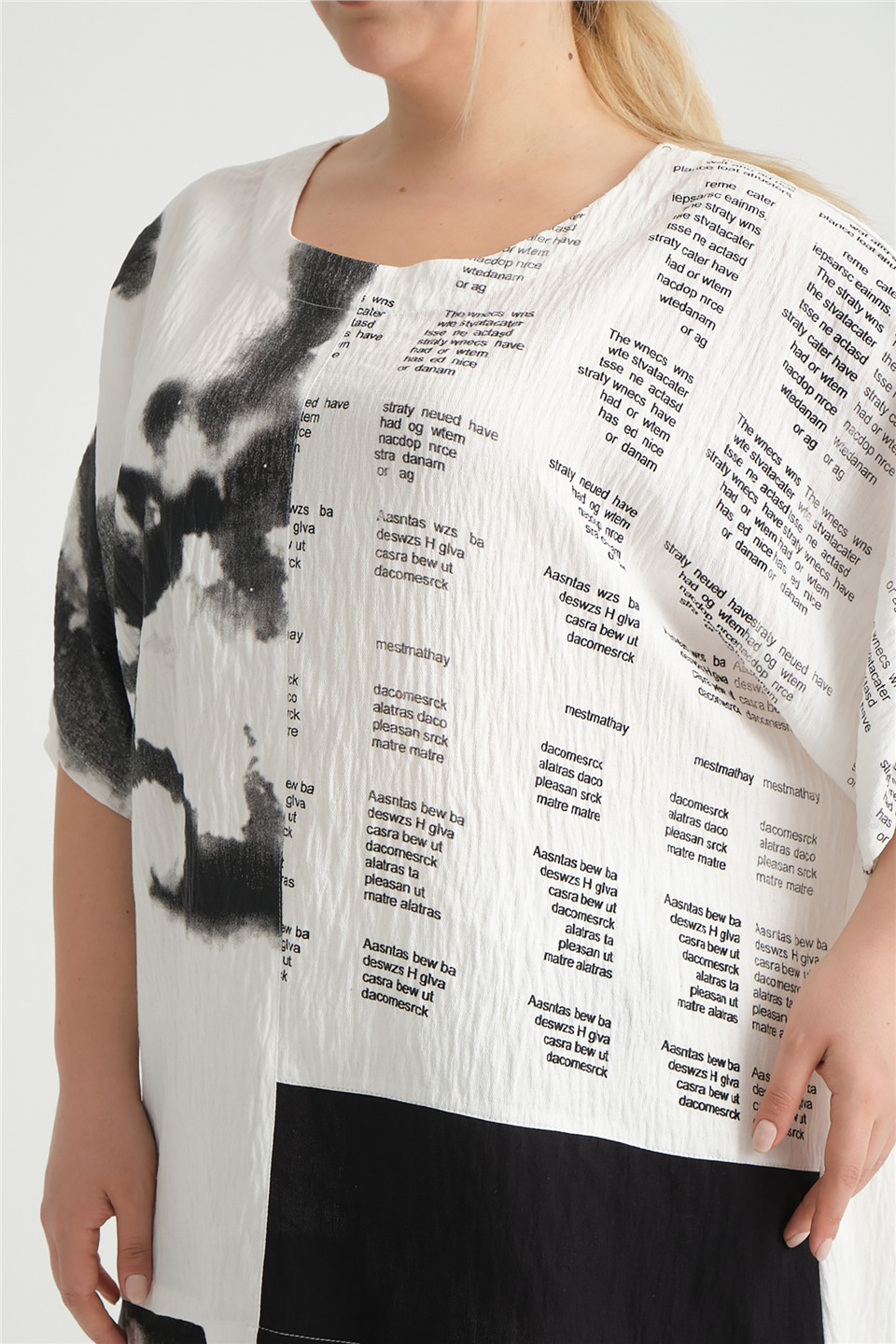 24315 VİSKON YAZI BASKILI TUNIK 