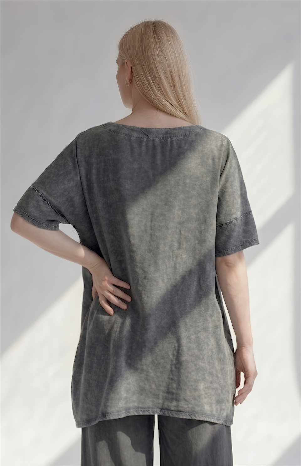 25158 % 100 TENCEL JEAN  DİKİŞ BASKILI CEKET