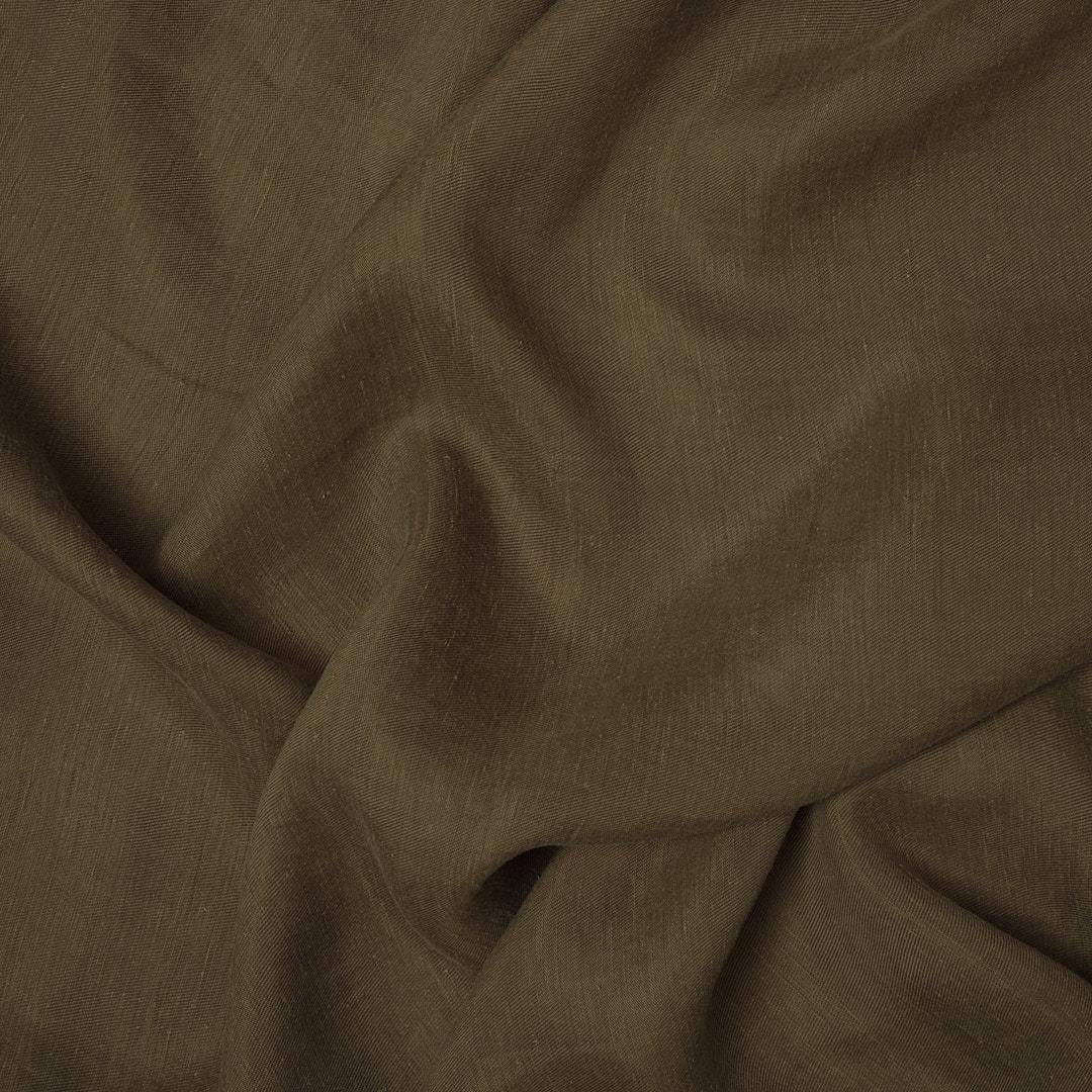 %100 Doğal Fancy Keten Kumaş Koyu Haki 02 