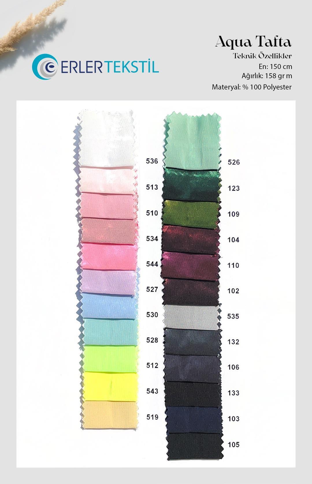 Aqua Tafta Kumaş Kartela (23 Renk)