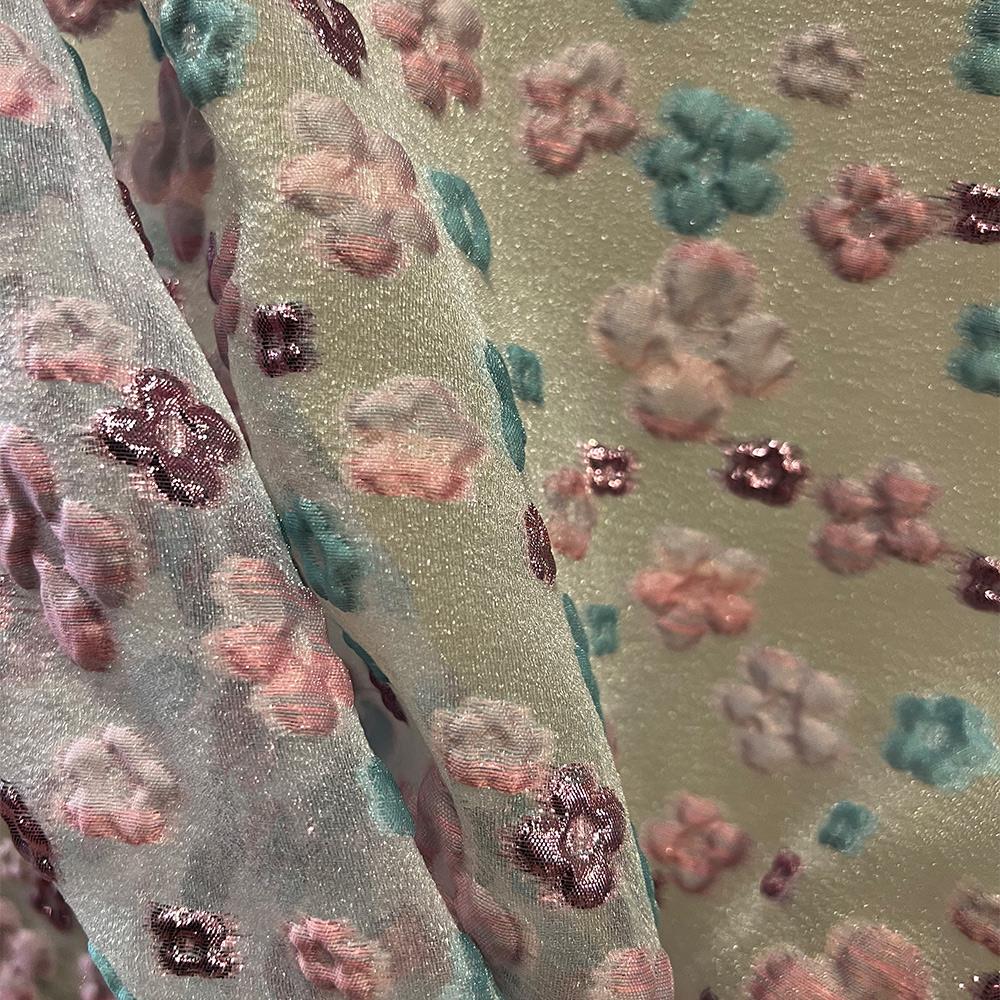 Brokar Organze Kumaş 1107 Beyaz Pembe