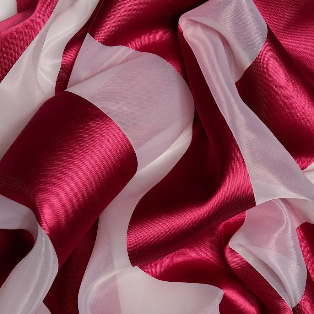 Çizgili Organze Beyaz Bordo 04