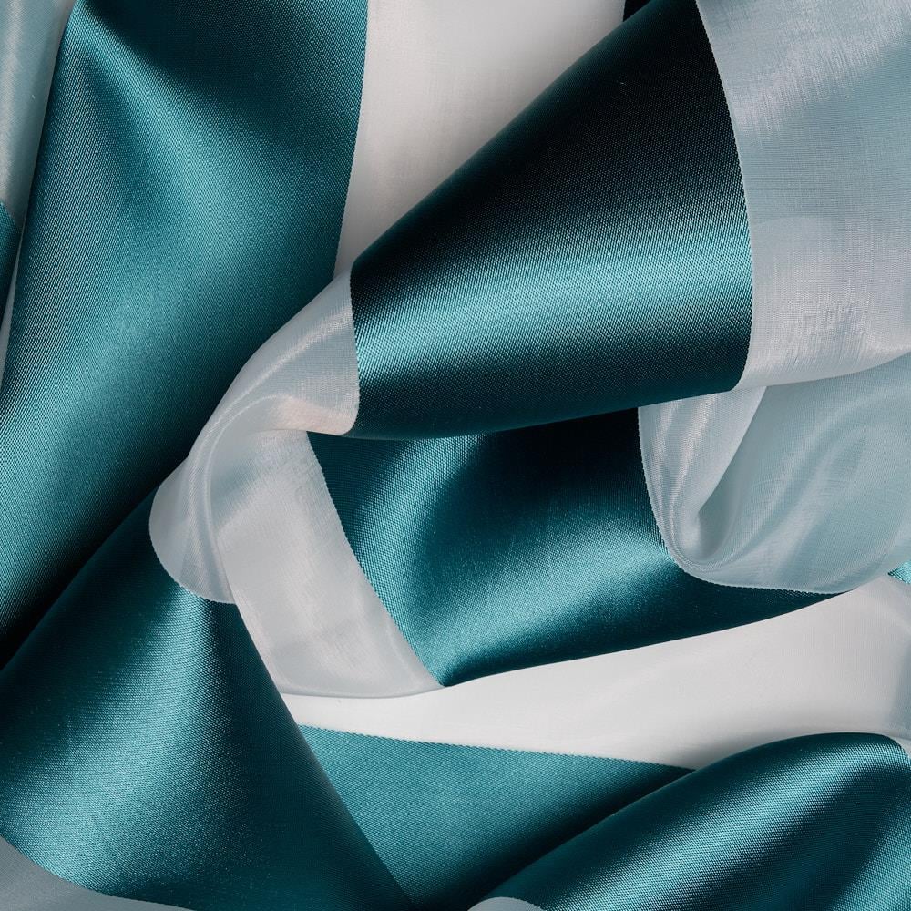 Çizgili Organze Beyaz Turkuaz 03