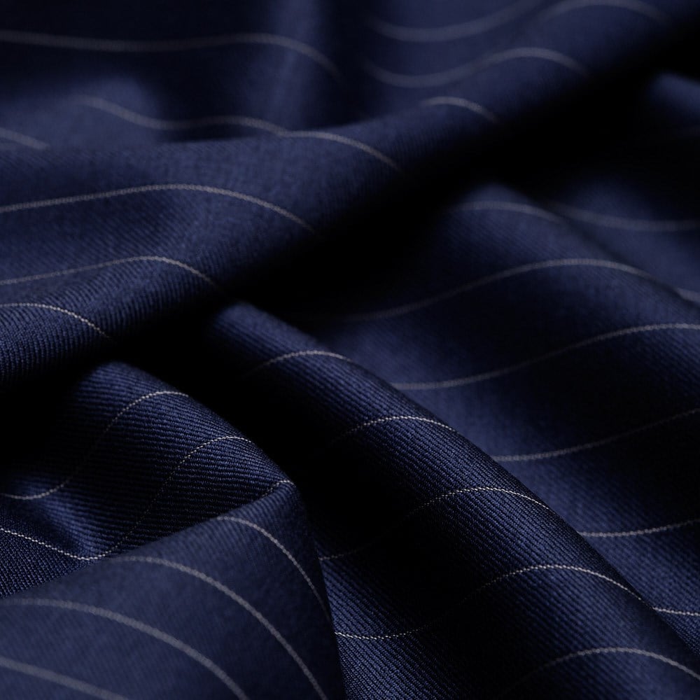 Dormeuil Kupon Lacivert Zemin Bej Çizgili 79