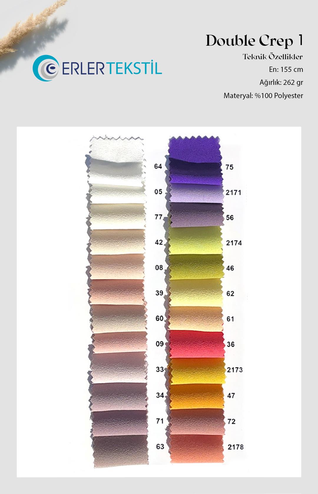 Double Krep Kumaş Kartela (57 Renk)