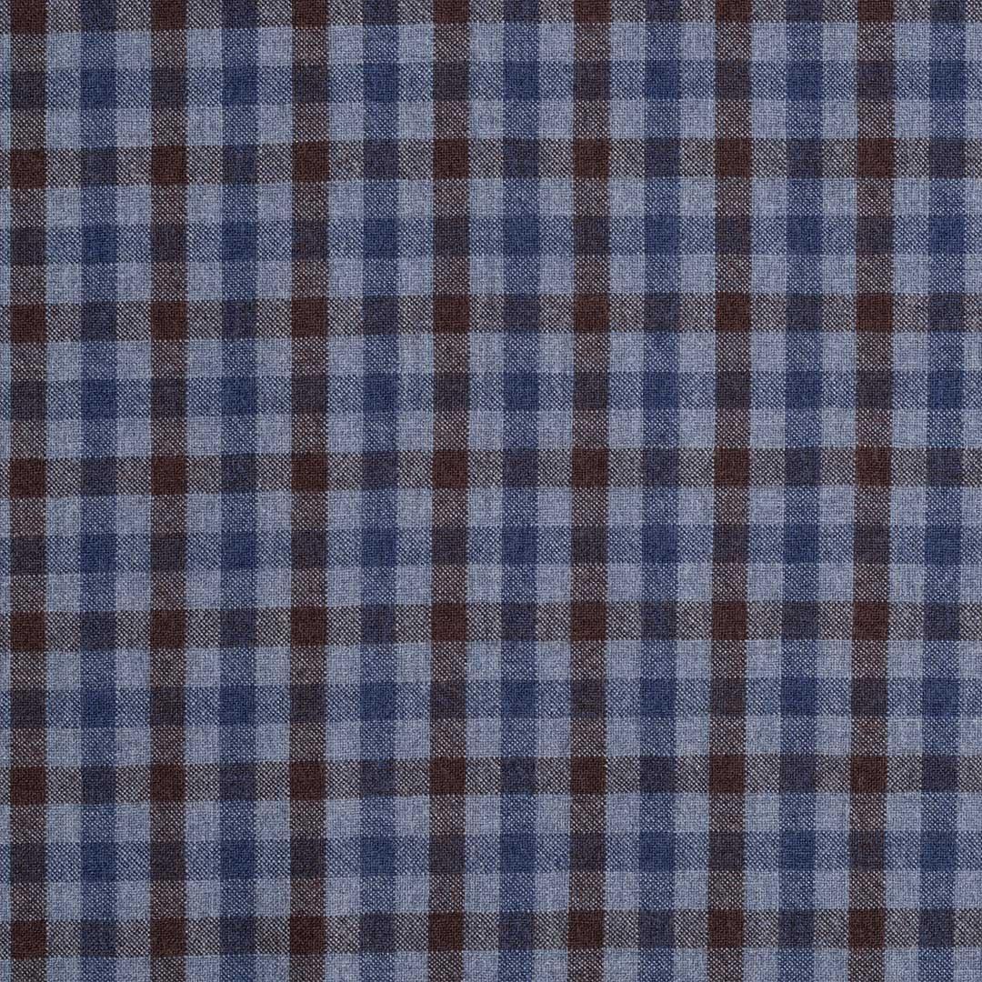İthal Ekose Kumaş 530 15 Mavi Açık Kahve Ekose