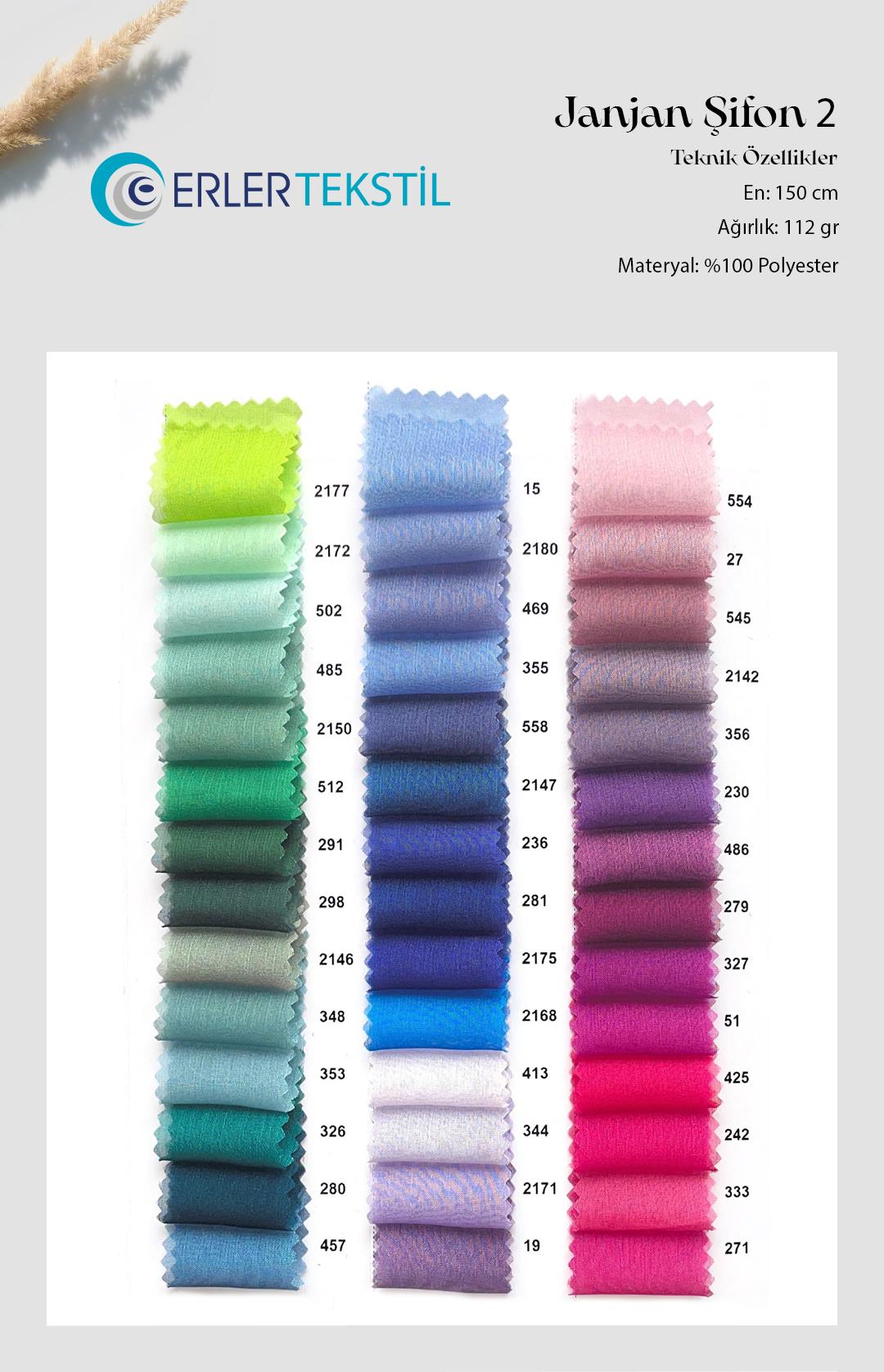 Janjan Şifon Kumaş Kartela (133 Renk)