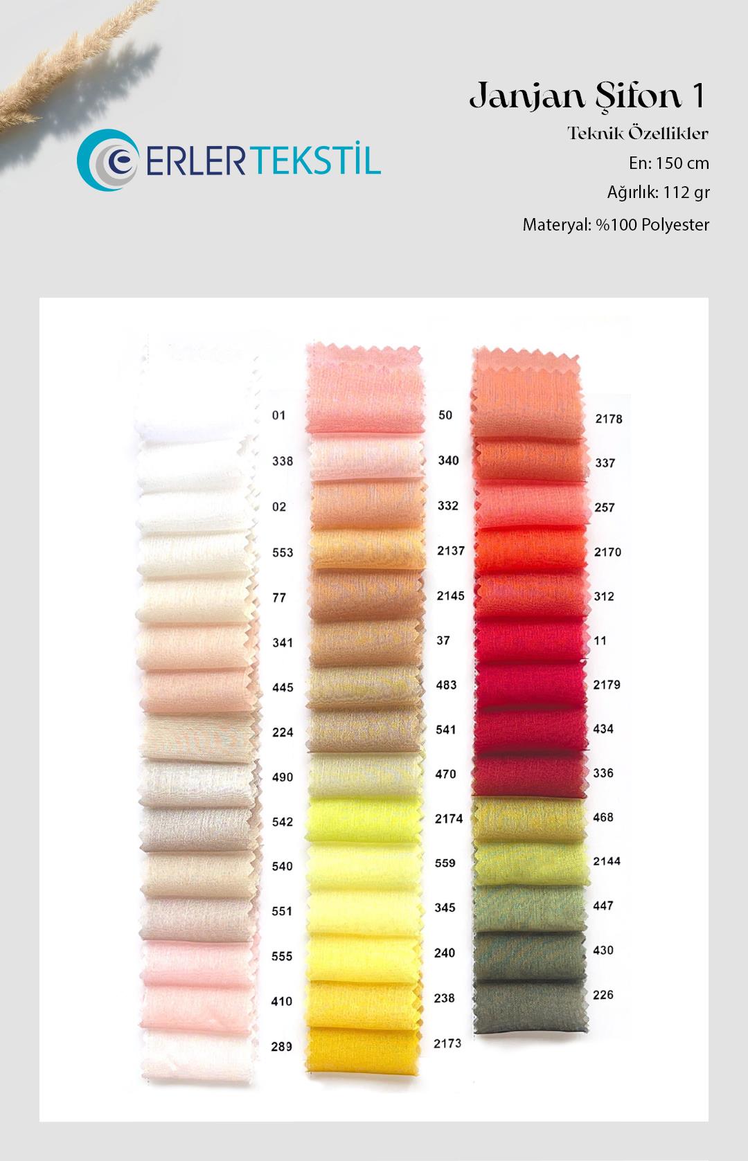 Janjan Şifon Kumaş Kartela (133 Renk)