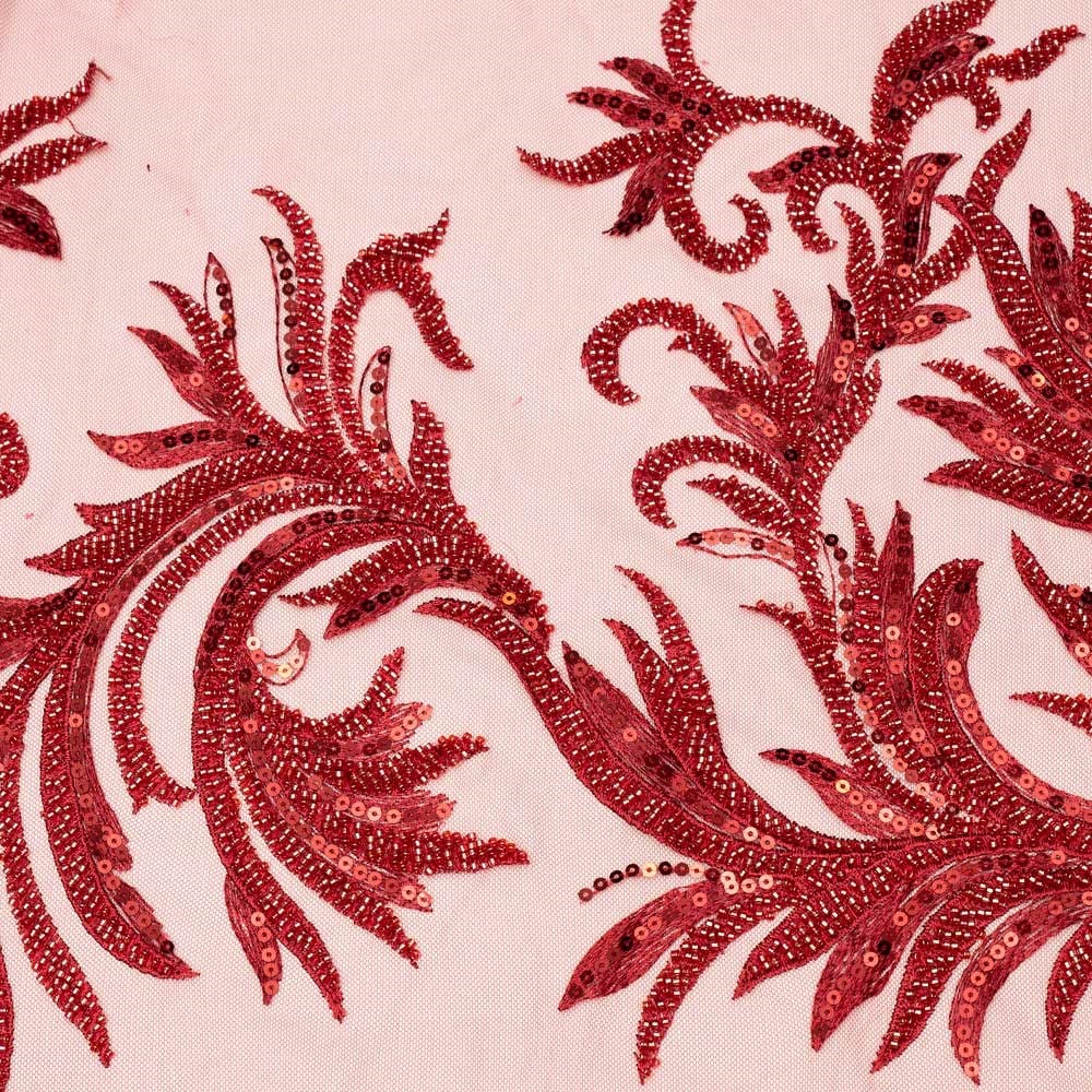 Motifli Boncuk İşleme Kumaş 92546